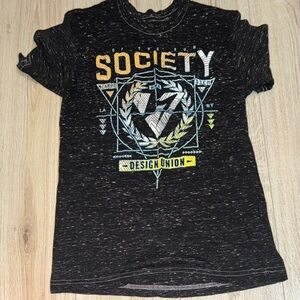 Society black short sleeve shirt top